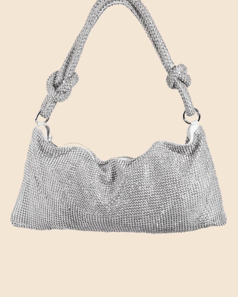 Front of a model wearing a size O/S Women'S Rhinestone Bag in Silver in Silver by ANARCHY STREET. | dia_product_style_image_id:342986